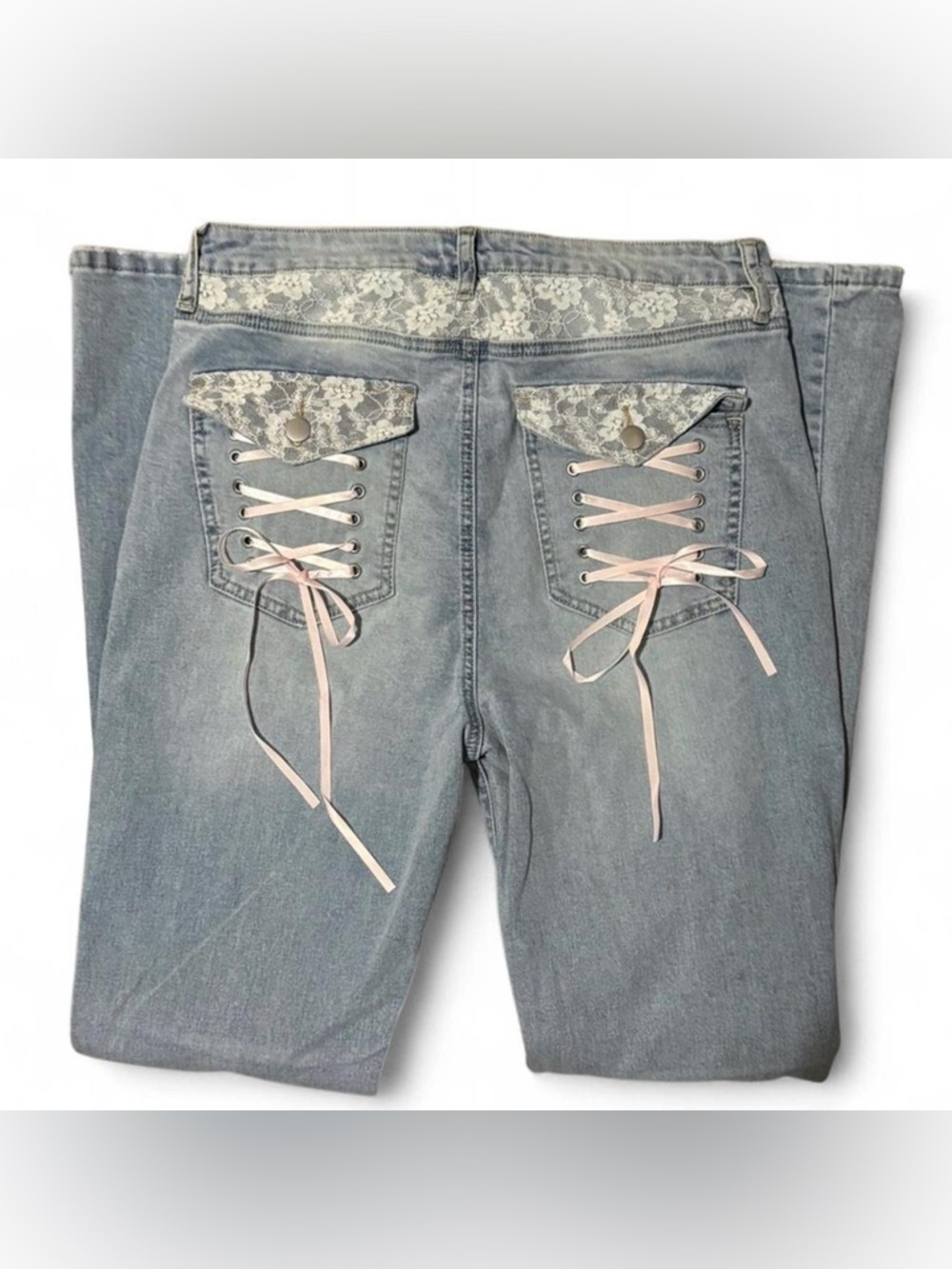 Fashion Nova Lace-Up Flare Jeans